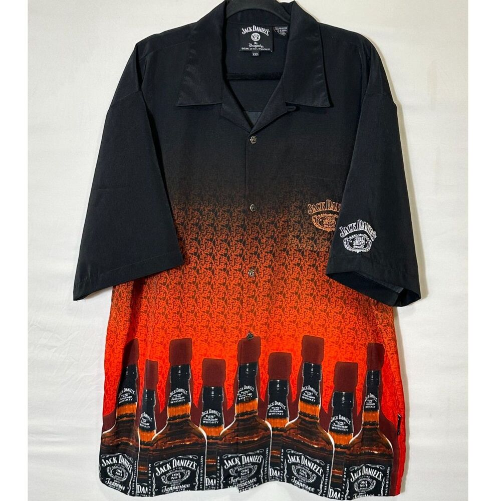 Dragonfly Vintage Men's Jack Daniel's Button-Down Shirt All Over Graphic SZ XXL